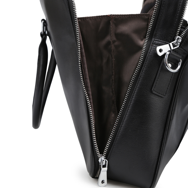 Bolso de negocios de cuero genuino suave negro para hombre, bolso pequeño y delgado, bolso de hombro, maletín de cuero de vaca, bolso para ordenador portátil
