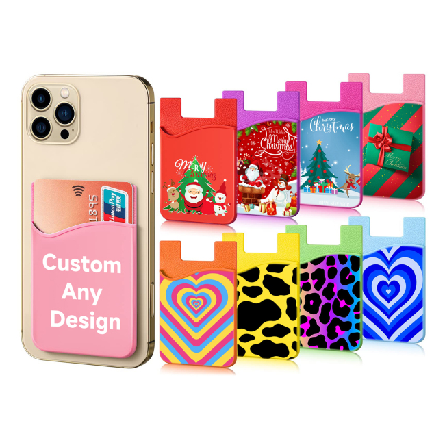 Custom Logo Printed Design Logo Phone Wallet Adhesive Silicone Card Holder
