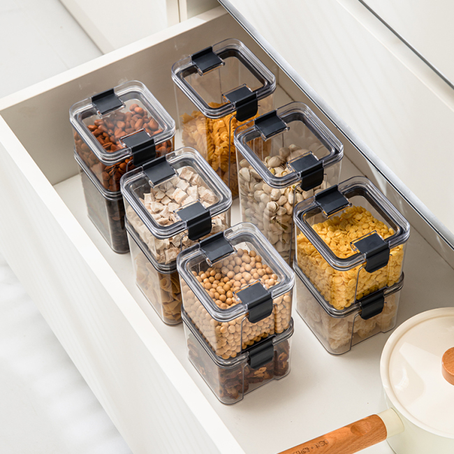 6 db BPA mentes prémium légmentesen zárható egymásra rakható ételtartók műanyag rendszerező élelmiszer tároló dobozok kukák fedél tároló konténer készlet
