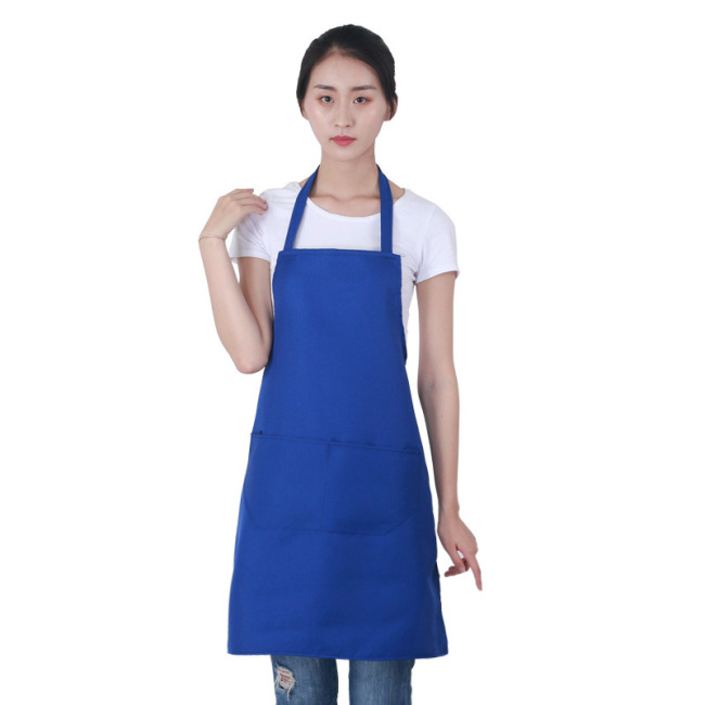 Женщины 2 кармана рекламный полиэфирный фартук корейский стиль моющиеся розовые кухонные фартуки для уборки с индивидуальным дизайном логотипа