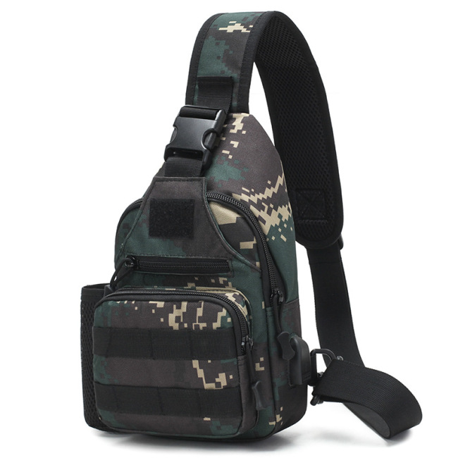 Water bottle case chest bag Cycling sports Outdoor tactical shoulder bag Leisure bag with USB charging Port