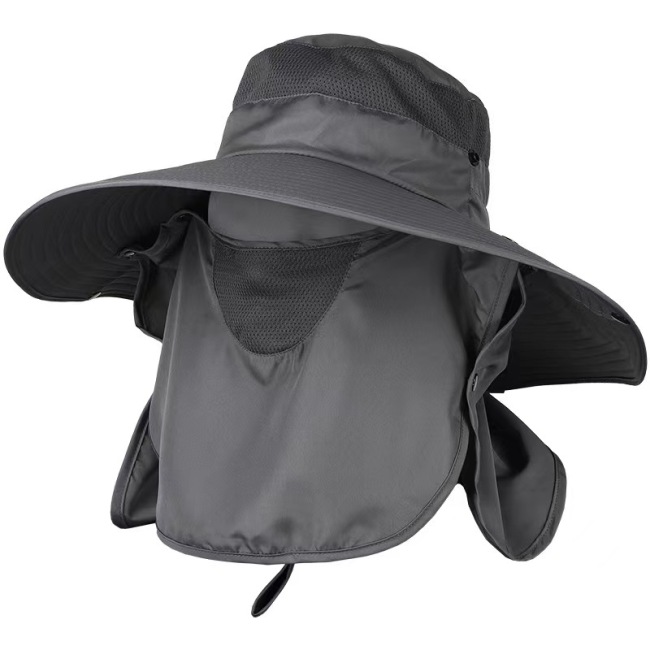 Protección al aire libre Sombreros para el sol Parejas Cuerda ligera Cubo Pesca Cubo Sombrero con cubierta para la cara y el cuello para hombres