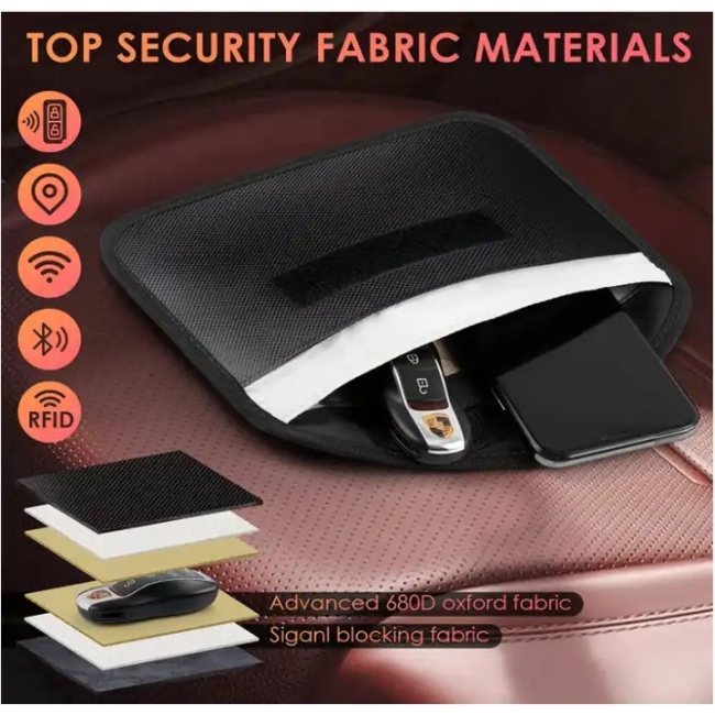 Car Keys Cell Phone Anti Theft Car Protection WiFi GSM LTE NFC RFID Keyless Signal Block Radiation EMF Cell phone pouch