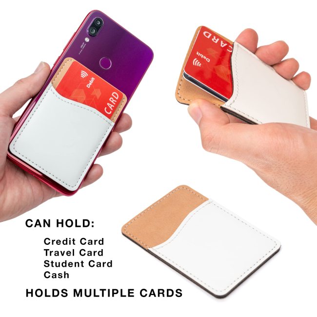 Carteira de telefone de couro PU porta-cartões para bolso traseiro adesivo capa de telefone celular HTV amigável DIY espaços em branco para vinil