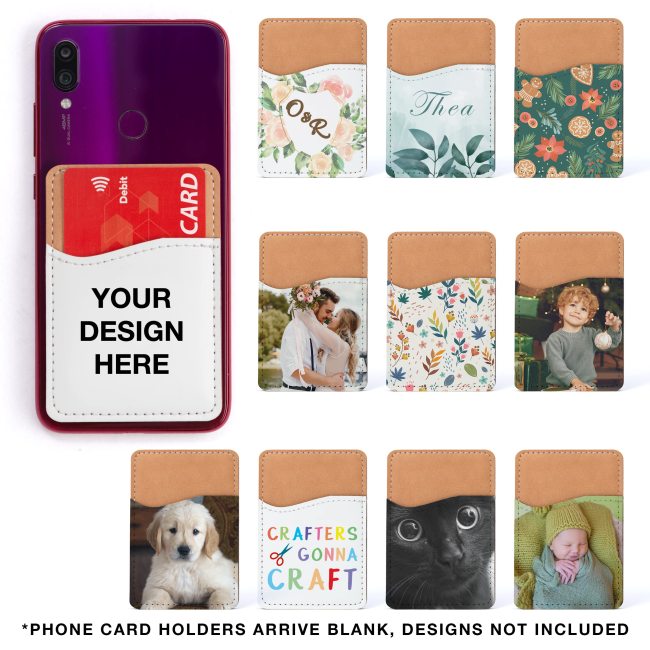 Phone Wallet PU Leather Card Holder for Back Pocket Adhesive Cell Phone Case HTV Friendly DIY Blanks for Vinyl
