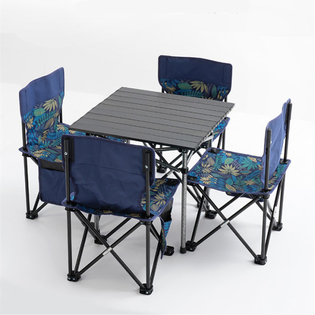 Mesa de acampamento dobrável com 4 cadeiras mesa de piquenique portátil e conjunto de cadeiras para ambientes internos e externos, viagens, praias, churrasco, quintal