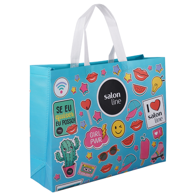 Promóciós laminált nem szőtt táska aranyos újrafelhasználható bevásárlótáska