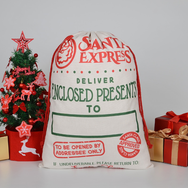 RubySub vászon szublimációs húzózsinóros karácsonyi mikulás táska karácsonyi ajándékokhoz