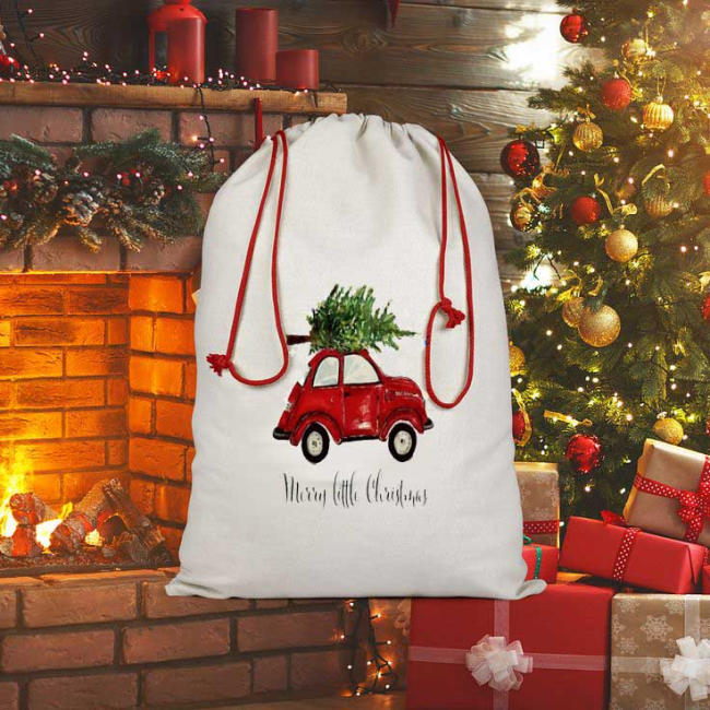 RubySub Льняной сублимационный Рождественский мешок Санты для рождественских подарков, сумка для конфет