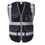 High Visibility Black Safety Vest With Zipper Logo Customized Work Wear Black Safety Vest Reflective