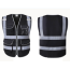Chaleco de seguridad negro de alta visibilidad con logotipo de cremallera Ropa de trabajo personalizada Chaleco de seguridad negro reflectante