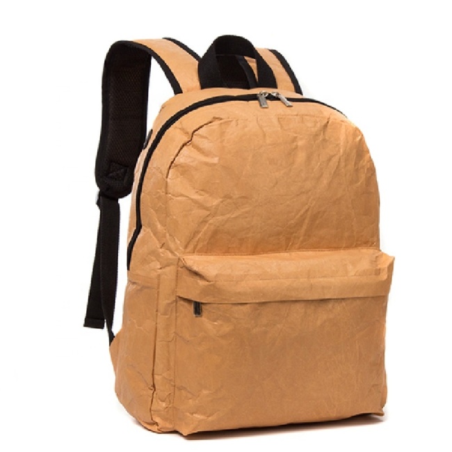 Szuperkönnyű barna színű kézműves papír hátizsák Tyvek iskolai hátizsák diákoknak, iskolai mindennapi használatra