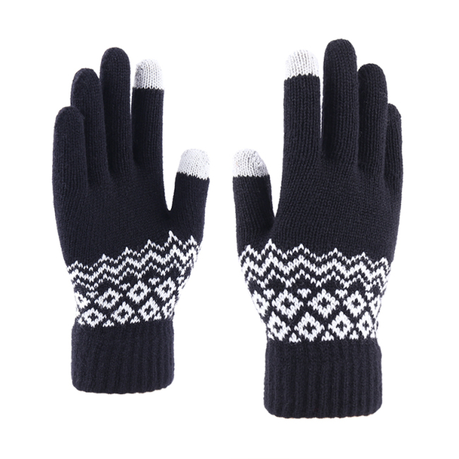 Warm Winter Cashmere Gloves Touch Screen Knitted Woolen Gloves Thick  Split Finger Jacquard Knit