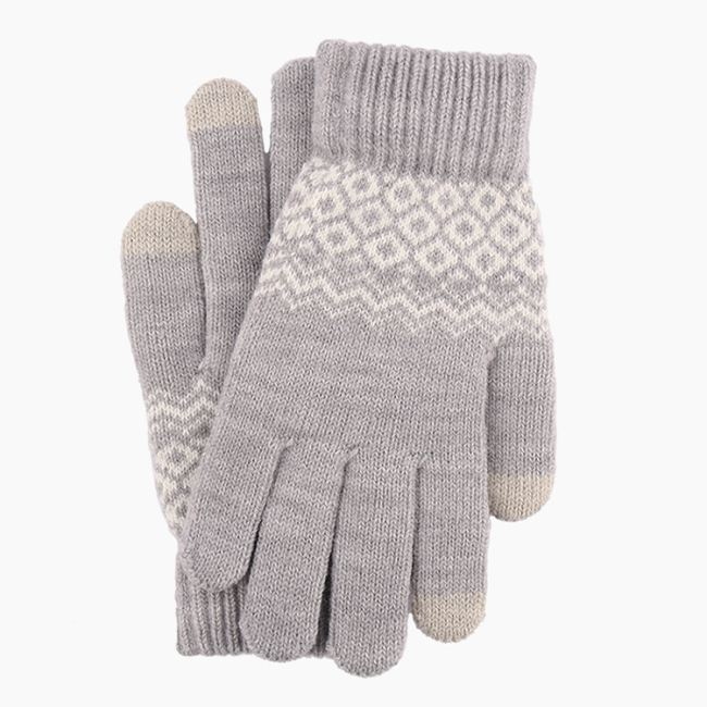 Теплые зимние кашемировые перчатки с сенсорным экраном, вязаные шерстяные перчатки, толстые жаккардовые вязаные перчатки с раздельными пальцами
