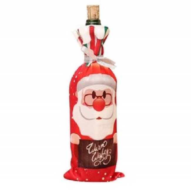 2022 Christmas Decoration Supplies Printed Santa Claus Ornaments Wine Bottle cover Cartoon Red Wine Champagne Bottle bags