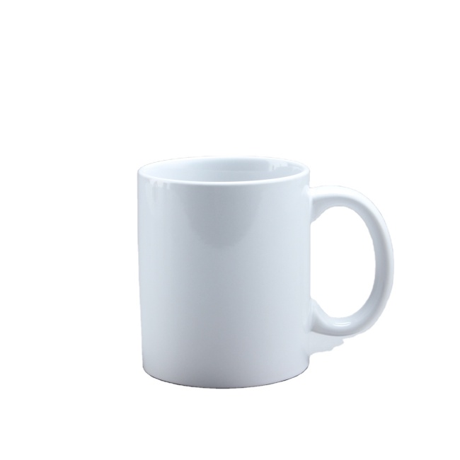 Impresión de logotipo personalizado por sublimación, tazas de café blancas simples de 11 oz, taza de cerámica blanca para sublimar