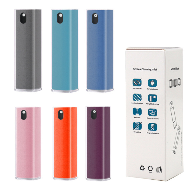 Spray limpador de tela 2 em 1 com kit de limpeza de tela de celular de pano de microfibra