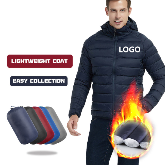 Quilt Down Bubble Winter Resistant Csomagolható Könnyű, kapucnis, Oem kabát Egyedi pufferkabát Férfi kabát