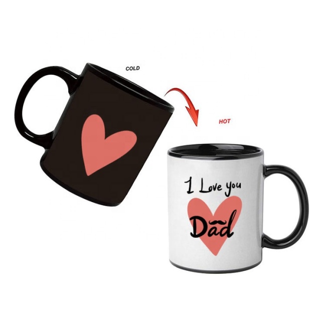 Tazas mágicas de porcelana personalizadas Regalos del Día del Padre Logotipo de impresión pareja Tazas de cerámica Cambio de color Taza de café