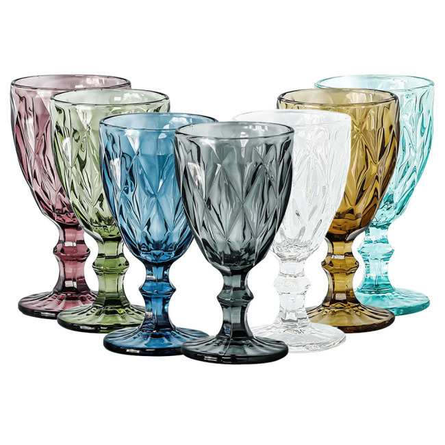 Hot Selling boho blue Champagne wine glass goblets cups vintage pink goblets becher
