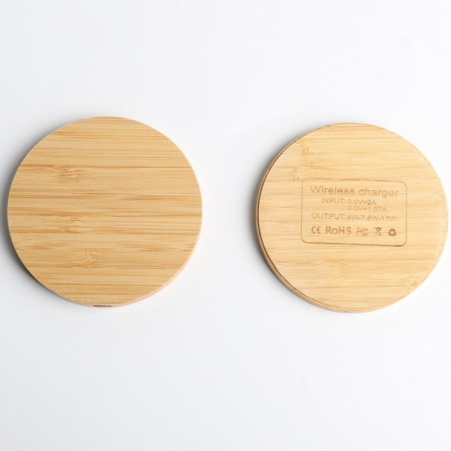 Round Square Wooden Wireless Charger 5W 10W 15W Qi Adapter Universal Bamboo Wireless Charger For Iphone