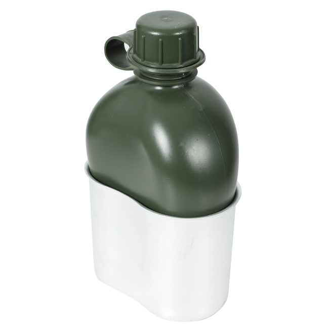 Taktikai hordozható vizes palack alumínium ivópohárral harcra