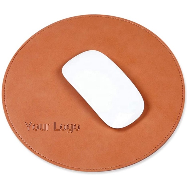 Office Double Sided Non-Slip Desk Mat Noiseless Waterproof PU Leather Computer Mouse Pads Custom Logo mauspad Round Mouse Pad