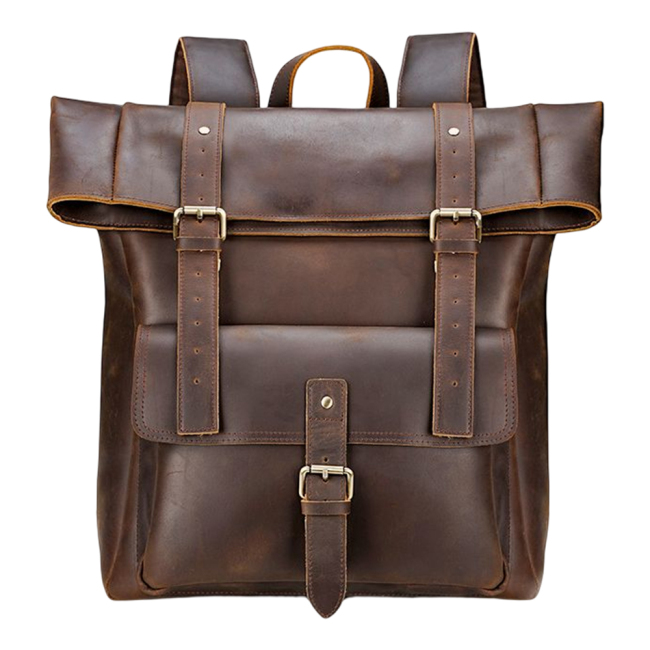 Vintage Genuine Leather Real Leather Bags Backpack Men Business Travel Backpack 100% Full Grain Leather Bags