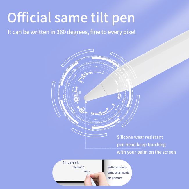 Caneta stylus capacitiva para tablet, com rejeição de palma, caneta touch screen ativa para apple pencil 2, ipad pro, atacado