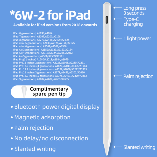 Táblagép kapacitív ceruza toll Palm Rejection Active érintőképernyős tollal Apple Pencil 2 iPad Pro nagykereskedelmi ceruza tollhoz