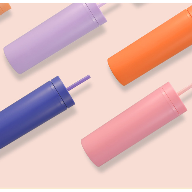 Feiyou logotipo personalizado atacado fino acrílico pastel colorido copos foscos copos reutilizáveis ​​de plástico de 16 onças com canudo