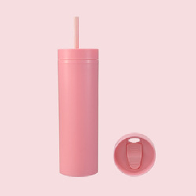 Feiyou, logotipo personalizado, venta al por mayor, vasos delgados de acrílico de color Pastel mate, vasos reutilizables de plástico de 16oz con pajita
