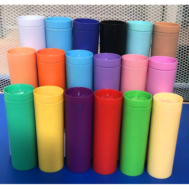 Feiyou egyedi logó nagykereskedelmi karcsú akril pasztell színű matt pohár 16 oz műanyag újrafelhasználható pohárpohár szívószállal