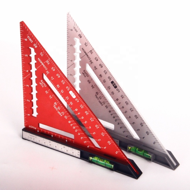 Ferramenta de layout Carpinteiro Quadrado Medição de vários ângulos Régua triangular de alta precisão com nível de bolha