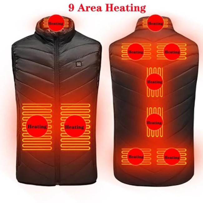 9 областей с подогревом жилет куртка USB мужская зимняя электрическая куртка без рукавов с подогревом открытый рыболовный охотничий жилет