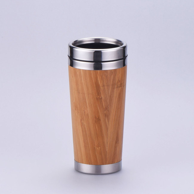 Taza de café de viaje termo respetuosa con el medio ambiente biodegradable de bambú de 450ml 16oz con taza de café respetuosa con el medio ambiente de cáscara de bambú