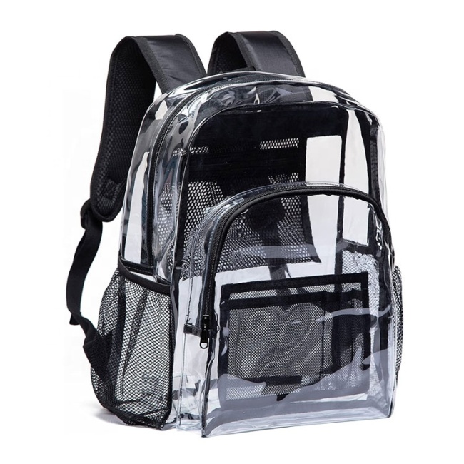 Testreszabott PVC műanyag, nagy kapacitású, nagy teherbírású, átlátszó, átlátszó hátizsák könyves táskák iskola diákoknak, lányoknak