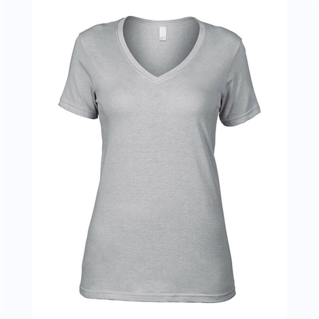 Camisetas femininas decote em V profundo sem marca camisetas femininas de alta qualidade 100% algodão para impressão
