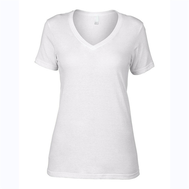 Женские простые футболки с глубоким V-образным вырезом без брендов, женские высококачественные футболки из 100% хлопка для печати