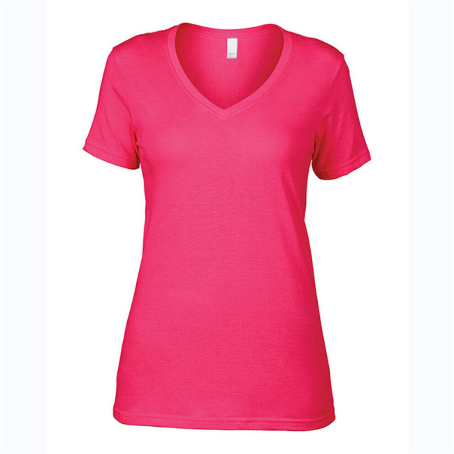 Женские простые футболки с глубоким V-образным вырезом без брендов, женские высококачественные футболки из 100% хлопка для печати