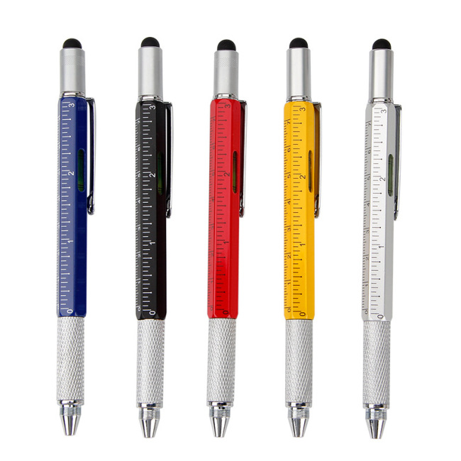 Металлическая многофункциональная ручка-стилус 6-в-1 с отверткой