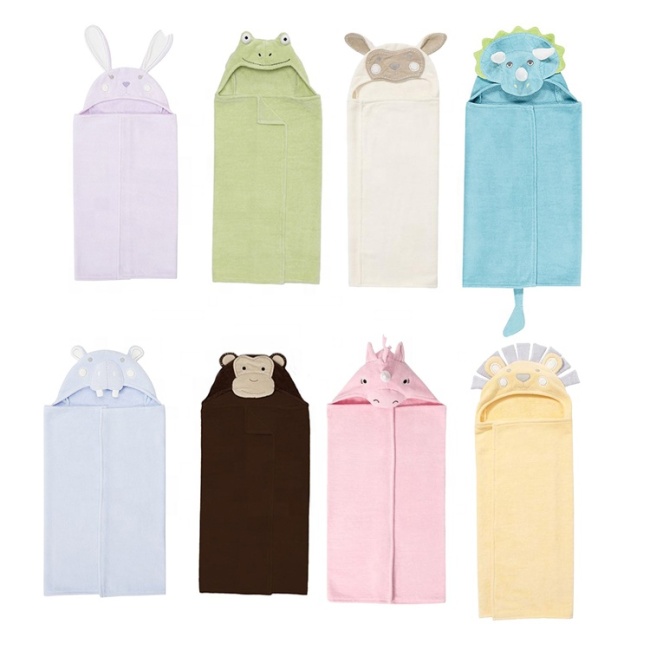 Baby bath towel Flannel fleece cartoon animal head baby hooded poncho towel