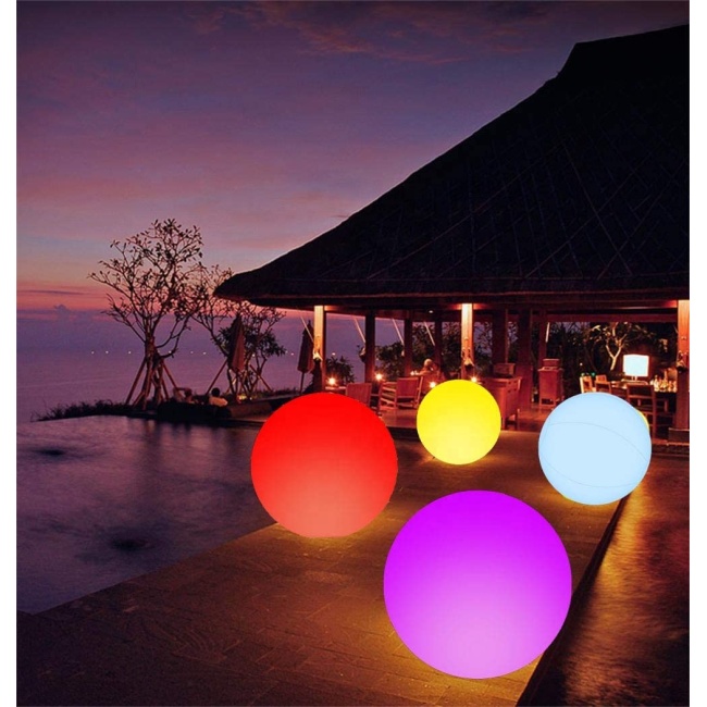 Medencejátékok 40 cm-es világító labdák 12 színű kertben úszó világító LED labda Strandlámpák Távirányító LED strandlabda