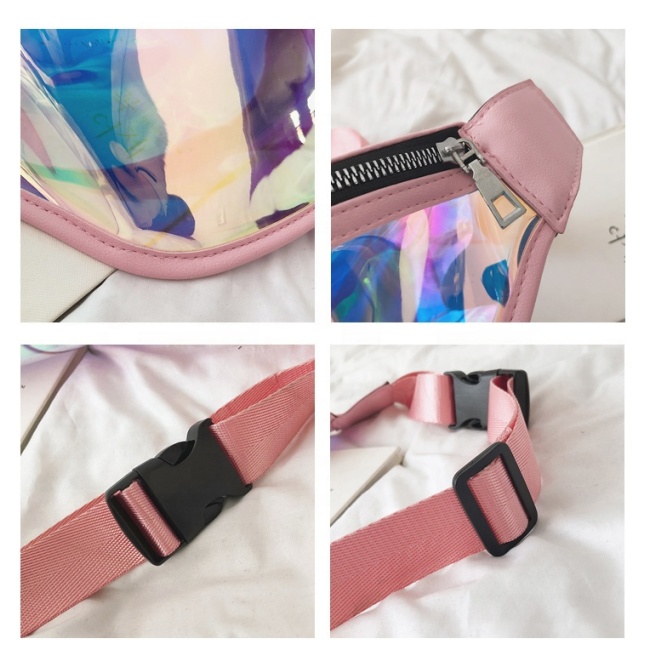 Clear PVC Holographic Fanny Pack Waist Bag Reflective Transparent Laser Hip Bag Customizable