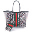 Custom waterproof  fashion leopard printing handbag perforated neoprene tote travel beach bag