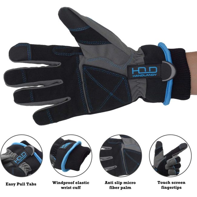 Personalizado cómodo flexible invierno cálido incorporado impermeable al aire libre pantalla táctil guante de trabajo de seguridad para hombres