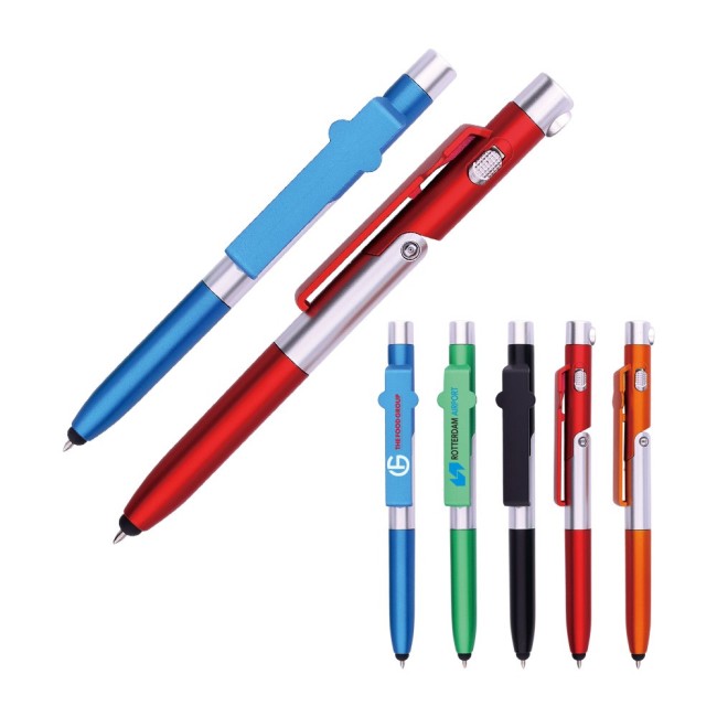 Customer's logo stylus light 4 in 1 ball pen with reading on night for gifts