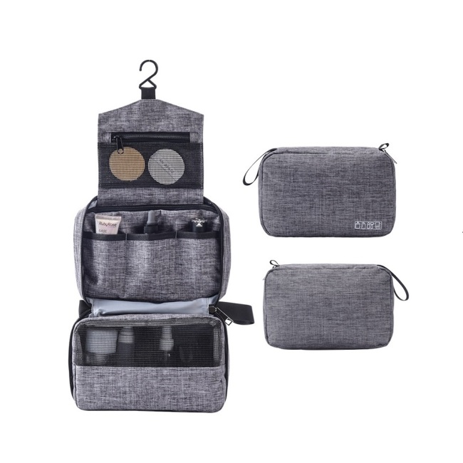 Organizador de viaje impermeable portátil personalizado, kit de bolsas de maquillaje necesarias catiónicas, neceser de viaje para colgar en el baño