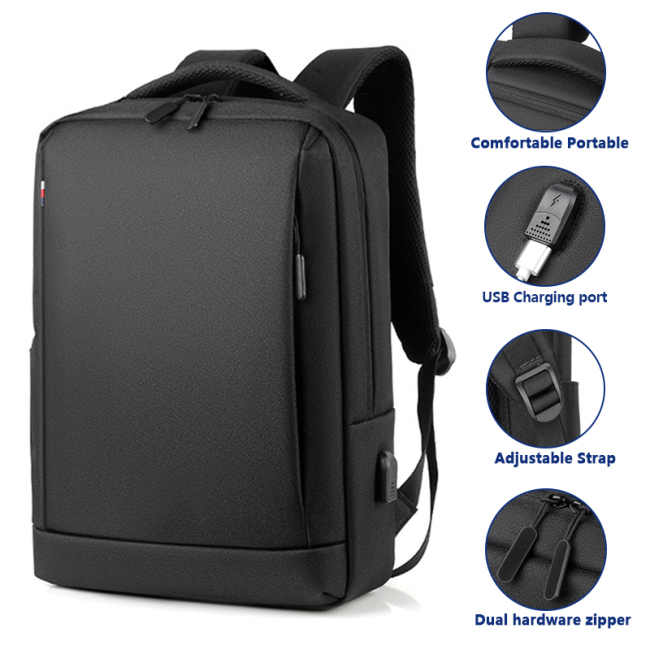 Vízálló üzleti férfi számítógépes USB hátizsák laptop hátizsák