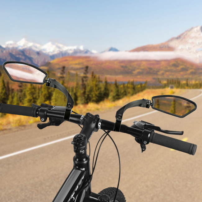 Espelho retrovisor de bicicleta Ciclismo de bicicleta Claro Visão traseira ampla Faixa Refletor retrovisor Ajustável Guidão Esquerda Direita Espelhos Preto
